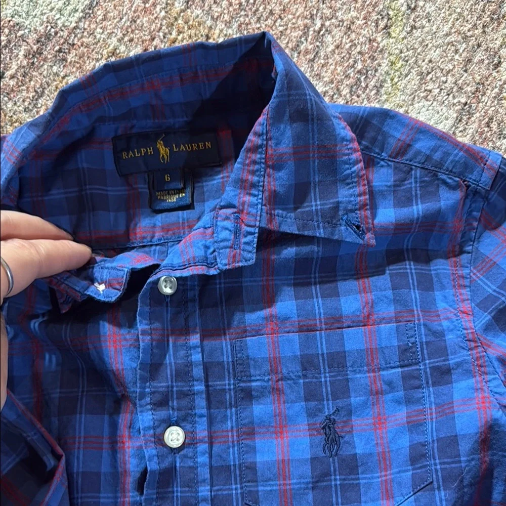 Polo Ralph Lauren boys plaid long sleeve button down cotton size 6 so cute
